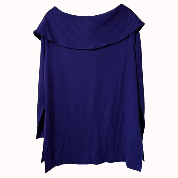 Chicos Zenergy Tunic Top Purple Cozy Brushed Fleece Cowl Neck Size 1 US Medium - Picture 2 of 11